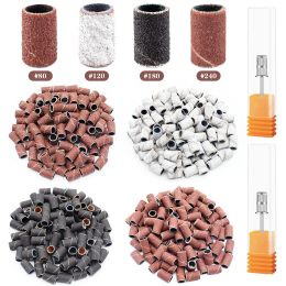 Bits 100 Pieces Nail Sanding Bands for Nail Drill Bit Nail Sanding Bands Medium Grit File + Free 1 Mandrel Zebra brown Drill Bit