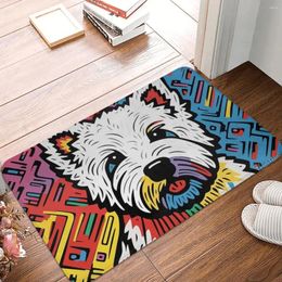 Carpets West Highland White Terrier Puppy Bath Mat Doormat Living Room Carpet Entrance Door Rug Home Decoration