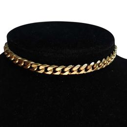 Strands Punk Miami Cuban Necklace Statement Hip Hop Gold Stainless Steel 35+5cm Chain Necklace Womens Necklace 2020 240424