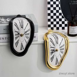 Desk Table Clocks 2023 New Novel Surreal Melting Distorted Wall Clocks Surrealist Salvador Dali Style Wall Watch Decoration Gift Home Garden