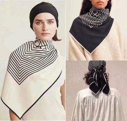 Simple Spring Autumn Silk Scarf Women Silk Black and White Striped Wild Silk Scarf Fashion Accessories6953188