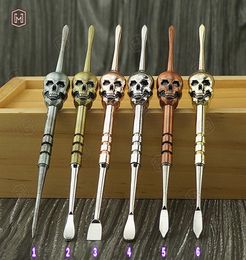 Skull Wax Dabber Dabbing Tools pipes 120MM Adjustable 6 Colors Dab Jar Metal For dry herb Vape Vax Atomizer7166202