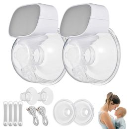 Breastpumps 2PCS wearable electric breast pump silent invisible hand without 27mm breast pump 2 mode 5 suction level suitable for family travel 240424