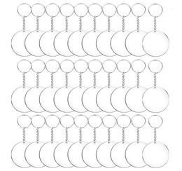 487296pcs Acrylic Transparent Circle Discs Set Key Chains Clear Round Acrylic Keychain Blanks Keychain for DIY Transparent12464648514