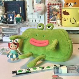 Desktop Organiser Big Mouth Frog Pen Bag Large Capacity Cosmetic Pouch Pencil Cases Plush Zipper Stationery School Office