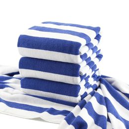 75x152cm Home Luxurious Towel Blue and White Striped Bath Towel Set Made From 100% Cotton Beach Towel and Bath Towel 240415