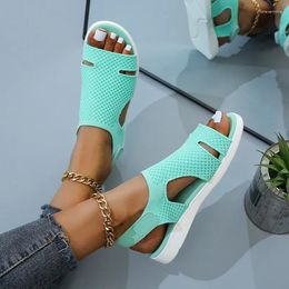 Casual Shoes Summer European And American Women's Sandals Large Size Breathable Elastic Woven Flat 2024