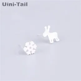 Stud Earrings Uini-Tail 925 Tibetan Silver Korean Temperament Sweet Cute Deer Snowflake Asymmetric Female Allergy GN009