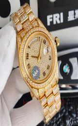 Watch Gold V2 Iced out Diamond Men Movement Original 40mm Automatic Mechanical Sweeping Popular Selfwinding Sapphire Glass Wristw8866658