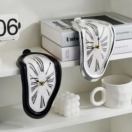 Clocks Surrealistic Melting Clock Silent Melting Wall Clock Salvadoran Dali Style Decorative Home Watch Office Shelf Table Gift