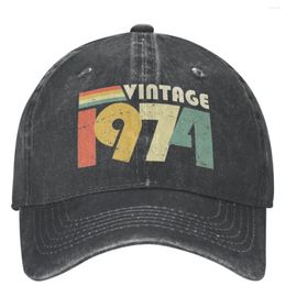 Ball Caps Vintage 1974 50th Birthday Gift Baseball Cap Unisex Style Distressed Washed Sun 50 Years Old Outdoor Summer Hats