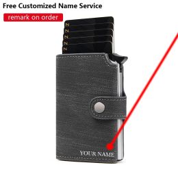 Shavers 2022 Rfid Men Card Wallets Free Customization Leather Card Holder Slim Mini Boxs Small Money Bags Male Purses Aluminium Cases