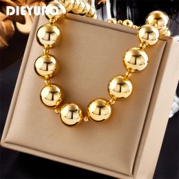 Necklaces DIEYURO Exaggerated CCB Material Large Round Ball Beads Choker Necklace For Women New Punk Girls Hip Hop Chain Jewellery Gifts