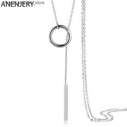 Pendant Necklaces ANJERY sweater chain circular long necklace suitable for women simple geometric necklace Q240426