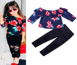 kids Clothing Sets girls Flowers outfits infant Floral print Tube toppants 2pcsset Spring Autumn fashion Boutique baby clothes Z2104186