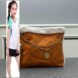 Kids Bags CC Bag Womens Designer Suede Nubuck Rubbed Plush Teddy 22 Shopping Bags With Pocket Coin Charm Large Capacity Luxury Handbags Outdoor Sacoche Purse FKHP