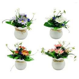 Decorative Flowers Colorful Simulated Plant Elegant Artificial Potted Plants For Home Office Decor 5 Flower Head Table Centerpiece Indoor