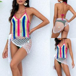 Women's Swimwear Women Sexy Casual Color Knitting Woven Cover Ups For Jackets Lace Swimsuit Up Beach Pants Cotton