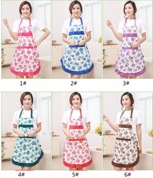 Floral Cooking Apron Restaurant Bib Apron With Pocket Cute Hanging Neck Strap Aprons 6 Colors 200pcs5989643