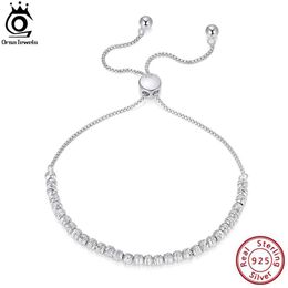 Beaded ORSA JEWELS 925 Sterling Silver Diamond Cut Bolo 3mm Bead Bracelet Suitable for Women Adjustable Fashion Jewelry SB125