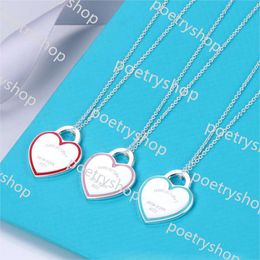 Pendant Necklaces S Sterling Sier Plated Love Heart Designer Pendant Necklaces for Women Bling Diamond Shining Crystal Blue Pink Red Hearts Sweet Chain Choker