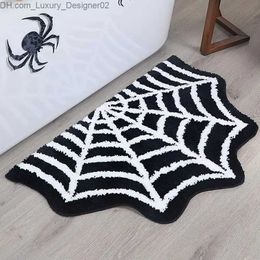 Carpet Halloween Bathroom Absorbent Mat Washable Spider Web Gothic Pumpkin Anti slip Cartoon Sofa Q240426
