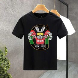 Men's T-Shirts Letter G Throwing Money Rabbit Printing T-shirt Men Luxury Brand 2023 Woman Best Quty Top Quty Loose Top Ts Harajuku Y2K T240425