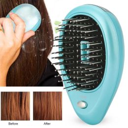 Brushes Electric Massager Portable Mini Ion AntiStatic Ionic Straightener Comb Magic Vibration Hair Brush Head Hairbrush Modelling Tools