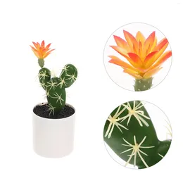 Decorative Flowers Simulation Cactus Desktop Decor Small Bonsai Ornament Tabletop Potted Plant Potting Decoration Fake