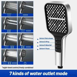 Bathroom Shower Heads High Pressure Shower Head 7 Modes Rainfall Water Saving Handheld Shower Spray Nozzle Water Massage for Bathroom Accessary