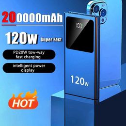 Cell Phone Power Banks 50000mah power pack 120w large capacity thin portable fast charging intelligent digital display suitable for iPhone Samsung Huawei 240424