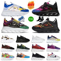 Classic Chain Reaction Designer Shoes Luxuryx Rubber Outdoor Black White Blue Suede Men Trainers Women Chainz Twill Chunky Plate-forme Sneakers Sports casual shoes