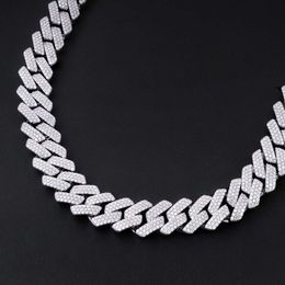 Manufacture Price Luxury Moissanite Diamond Cuban Link Hip Hop White Gold Plated 925 Sterling Silver Moissanite Cuban Chain