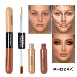 PHOERA Double Head 2 Colour Liquid Concealer Cream Foundation Long Lasting Brighten Face Contour Repair Bronzer Makeup TSLM1 240412