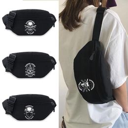 Waist Bags Outdoor Packs Casual Men Shoulder Running Belt Pouch Fanny Pack Mobile Phone Bag Skull Pattern Canvas Chest