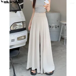 Women's Pants Wide Leg Summer Office Lady Casual Daily Work Wear Simple High Waist Elegant Ulzzang Trousers Clothing Women Baggy Vintage