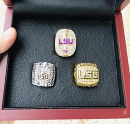 LSU 3pcs 2003 2007 2018 Tigers nationals Team s Ring With Wooden Box Souvenir Men Fan Gift 2019 2020 wholesal2463028