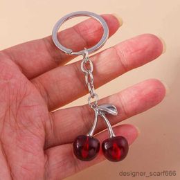 Keychains Lanyards Fashion Fruit Cherry Keychain for Car Key Souvenir Gifts for Women Men Handbag Pendants Keyrings DIY Jewelry Accessories