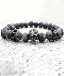 Men Skull Charm Bracelets India Labradorite 8mm Natural Stone Light Beads European Buddha Bracelet For Men Handmade Bracelets7063601