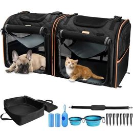 Cat Carriers Crates Houses 2-in-1 portable cat and dog carrier tent hammock and kennel set for travel and home use 240426