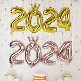 Party Decoration 2024 Foil Number Balloons Happy Year Decorations Rose Gold Silver Creative Home Supplies