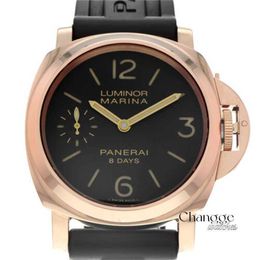 2024 Unisex Luxury Watch Classic Round Quartz Wristwatch Peneri Lumiinor Mariina 8 Days Pam00511 Black Arabic Manual Wind 18k Rose Gold wl E47R