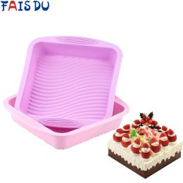 Moulds DIY Random Colour Square Food Grade Silicone Nonstick Cake Bread Toast Mould Wavy Bottom Easy Demold Cake Pan Baking Mould