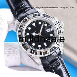 relojes reloj Roles Watch Mens Watch Diamond Bezel Automatic Movement Waterproof 40mm Leather Strap Fashion Wristwatches Business Wristwatch Multiple colors