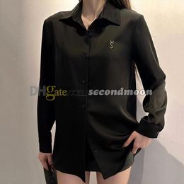 Luxury Letter Embroidered Blouses Women Long Sleeve T Shirt Summer Breathable Blouse Shirts Tees