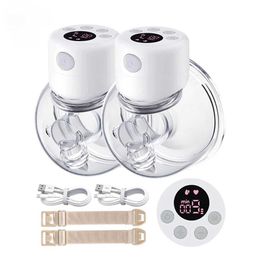 Breastpumps Wearable electric breast pump integrated with high suction invisible wireless armless fully automatic portable massage breast pump 240424