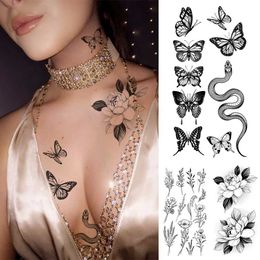 Tattoo Transfer Wholesale Waterproof Temporary Tattoo Sticker Flash Tattoos Lip Print Butterfly Flowers Body Art Arm Fake Sleeve Tatoo 240427