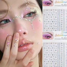 Tattoo Transfer 1pcs Colourful Diamond Sticker DIY Eyes Face Body Party Makeup Pearl Tattoo Self-Adhesive Rhinestone Nail Art Decoration Stickers 240426