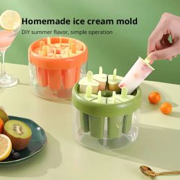 Tools 1pc Green/Orange Plastics Ice Cream Mould DIY Dessert Popsicle Moulds Tray Ice Cube Maker Homemade Tools Summer Party Supplies