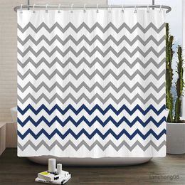 Shower Curtains Waterproof Shower Curtains Geometric Stripes Bathroom Curtains 3d Printing Decoration Large Size 240X180 Bath Screen